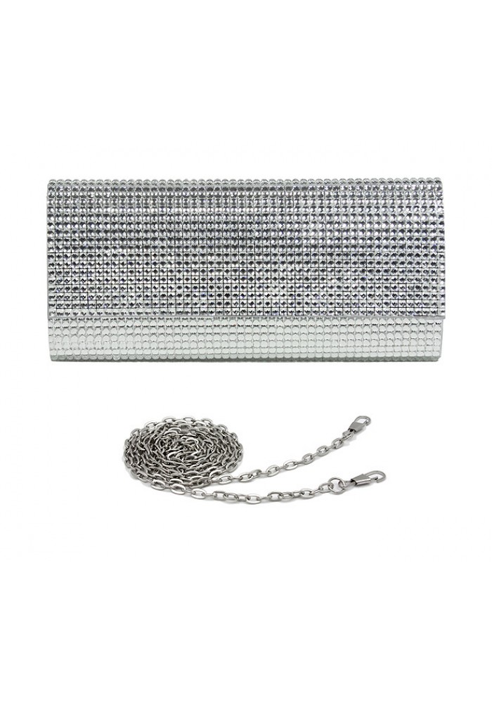 Evening Bag - Jeweled Acrylic Beads w/ Flap – Clear – BG-100317CL